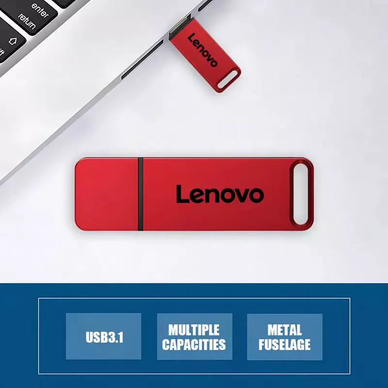 Lenovo Metal USB Flash Drive 2TB 1TB 512GB Portable Pen Drive USB 3.1 High Speed File Transfer Waterproof Memoria U Disk New