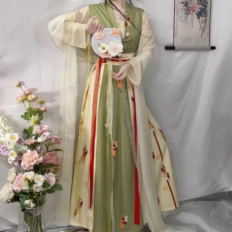 W chińskim stylu Hanfu sukienka kobiety karnawałowe wróżka przebranie na karnawał czerwony czarny zielony starożytny tradycyjny chiński zestaw kostium taneczny