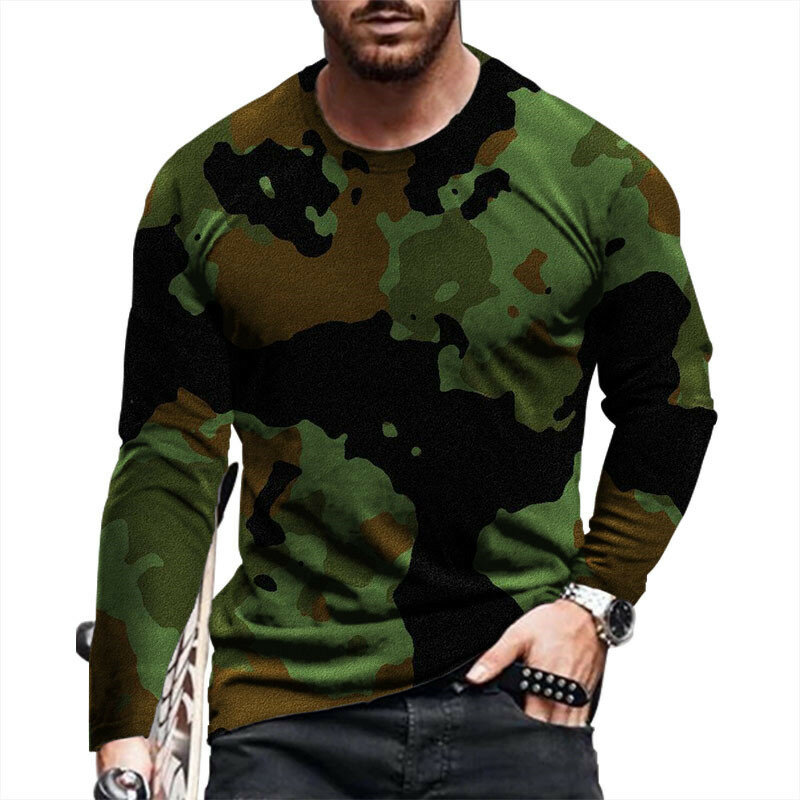 2023 Trend Camouflage Fitness Sport Kleding 3D Gedrukt Mannen T-shirt Oversized Korte Mouwen Losse Ademende Casual Straat Top