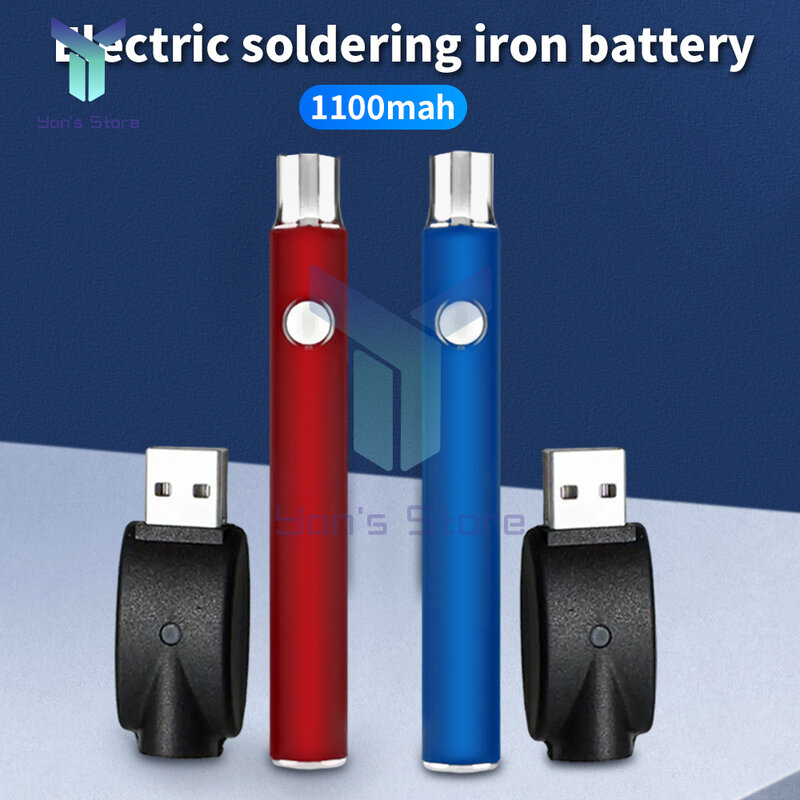 1100mAh 510 Thread Battery Cart Pen Button Battery Set Heat Devices Adjustment Heating Mini Soldering Iron Kit With USB Charger