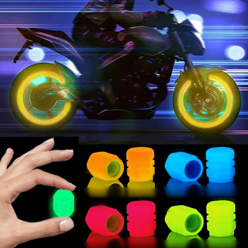 Universal Luminous Tire Valve Safe Car Wheel Hub Glowing Dust-proof Decorative Tyre Rim Stem Nozzles Covers for Motorcycle Bike
