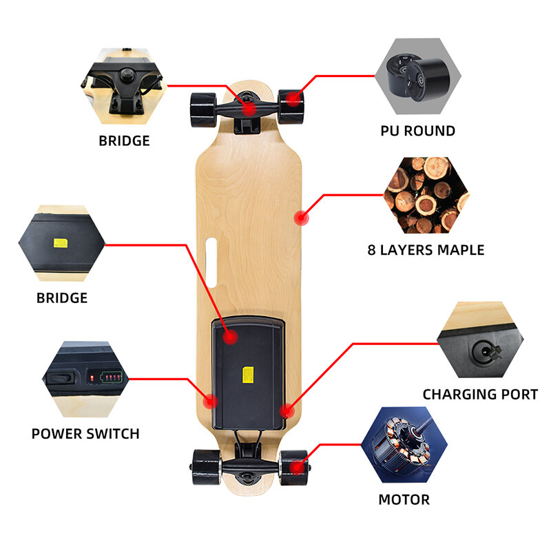 Power wheels board skateboard elettrico per longboard decks skateboard elettrico longboard skate board