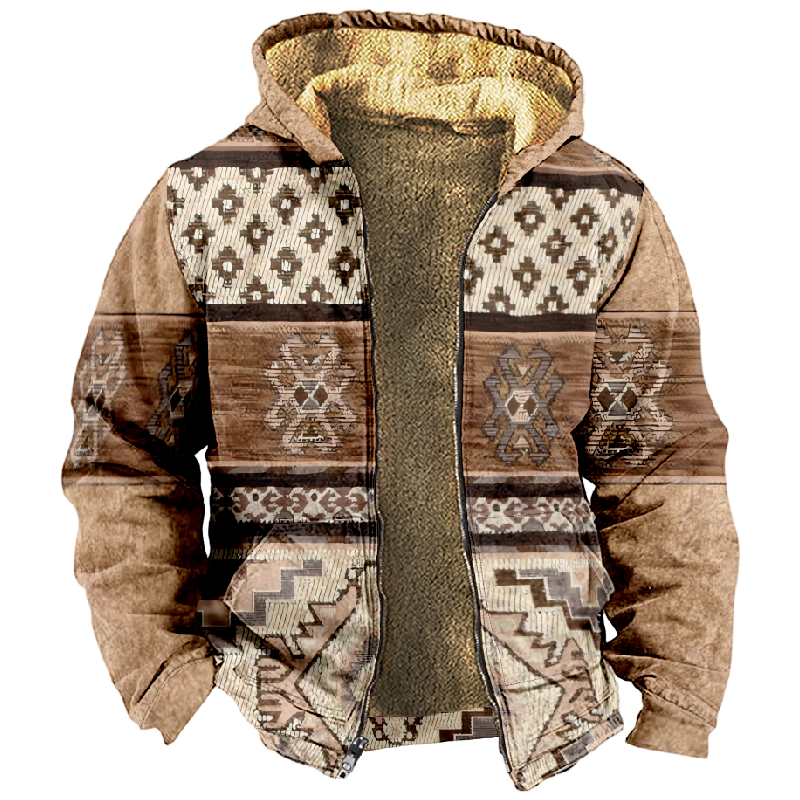 フード付きイタリアの綿のコート,長袖,カジュアルなプリント,ジッパー付きセーター,厚手のコットンコート,新しいトーテム,秋冬,a35