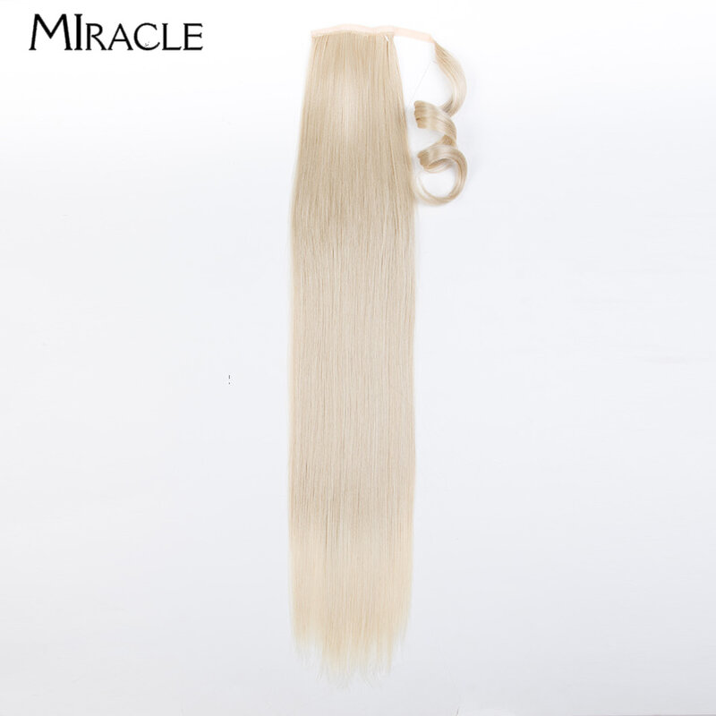MIRACLE Synthetic Straight Ponytail Hair Extensions Women Wrap Around Ponytail 30 Inch Heat Resistant Fake Hair Piece Pony Tails