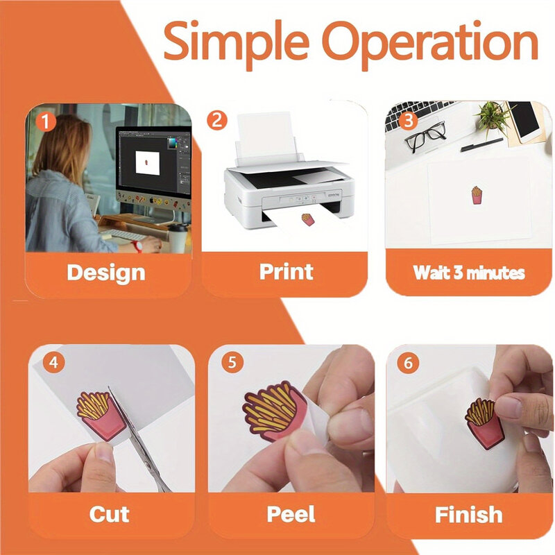 잉크젯 프린터용 투명 스티커 용지, 방수 투명 인쇄 가능한 비닐 스티커 용지, DIY 스티커 라벨, A4 100%, 10 매