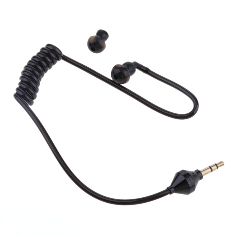 Écouteurs intra-auriculaires Mono, 3.5mm, Tube d'air stéréo, micro, accessoires de remplacement noirs