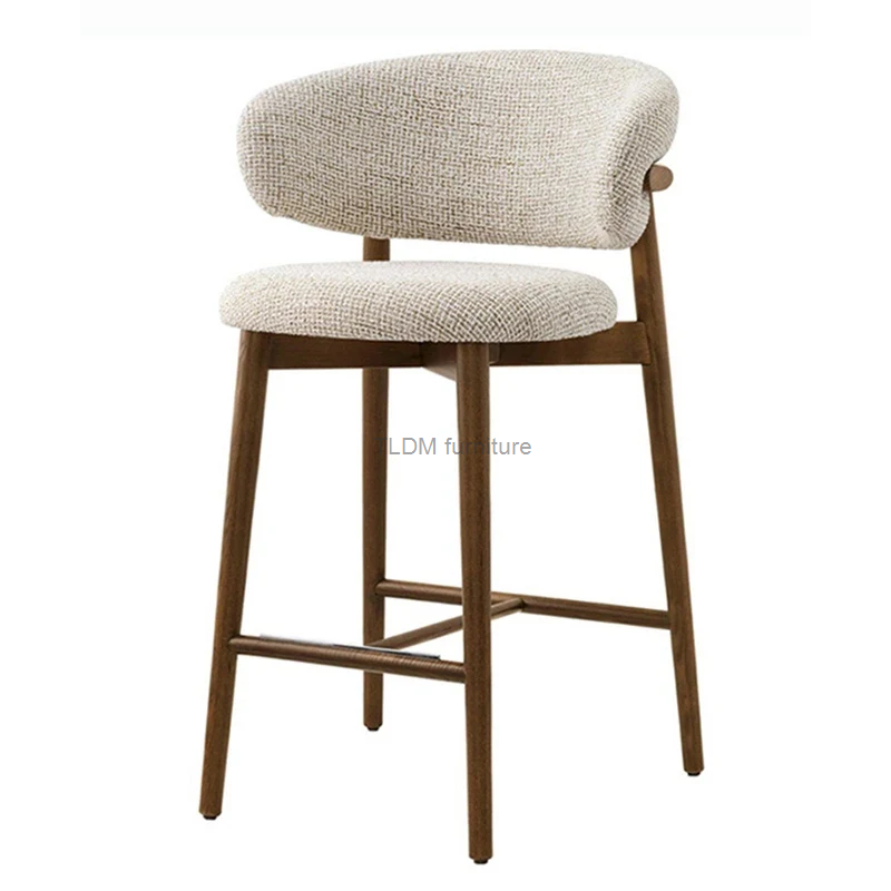 Nordic light luxus massivholz bar stühle moderne wohnküche hohe barhocker designer stoff rückenlehne hocker für bar möbel