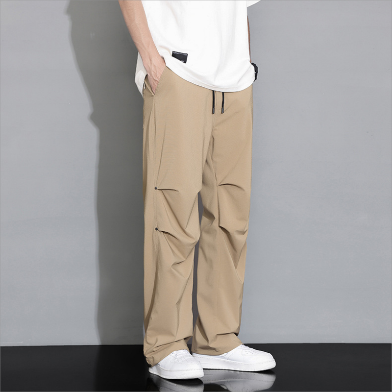 2024 New Summer Men's Pants Big Size 10xl Korean Fashion Wide Leg Breathable Polyester Straight Pants Men Casual Loose Trousers