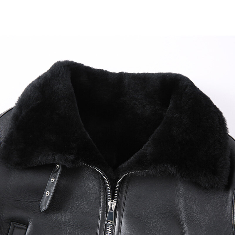 Jaket Kulit Domba Asli Wanita 2022 Mantel Geser Baru Mantel Mode Pengendara Motor Lapisan Bulu Domba Hangat Tebal Musim Dingin 7944B