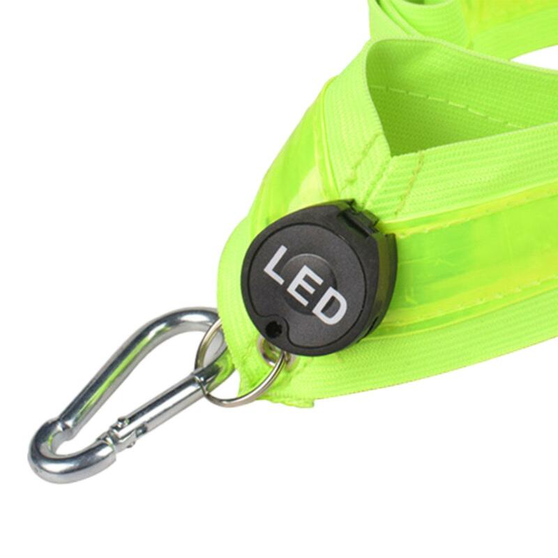 Pita reflektif bercahaya lampu kilat dengan kait USB pengisian lampu sabuk lari untuk berlari berkemah anjing berjalan mendaki Jogging