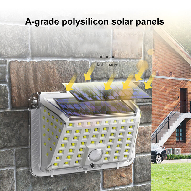 Lampu SOLAR dinding ไฟติดผนังพร้อมไฟ LED 90ดวง3โหมดความสว่าง IP65โคมไฟพลังงานแสงอาทิตย์กันน้ำสำหรับสวนกลางแจ้ง