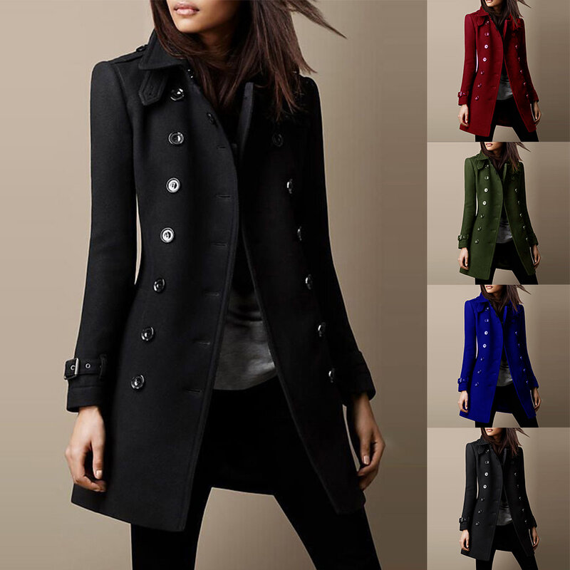 Lapel Overcoats Overcoats Overcoats Slimming And Slimming Solid Color Trench Wool Breasted Autumn Winter Comfy
