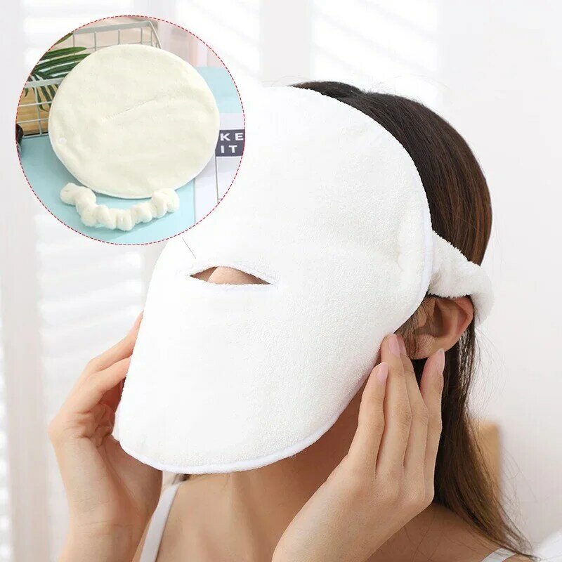 Face -shaped Towel Facial Towel White Moisturizing and Hydrating Beauty Salon and Cold Hot Compress Mask Thickened Face Towel