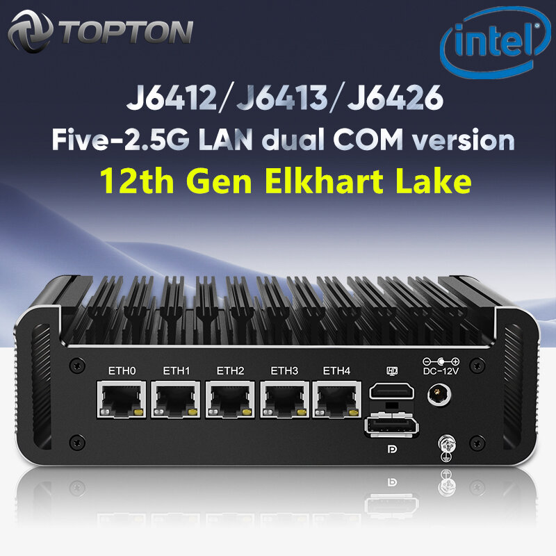 Elkhart Lake Celeron J6413 czterordzeniowy zapora ogniowa mikro urządzenie Mini PC, Nano PC, Router PC z 4 * RJ45 2.5GBE Port AES-NI Pfsense