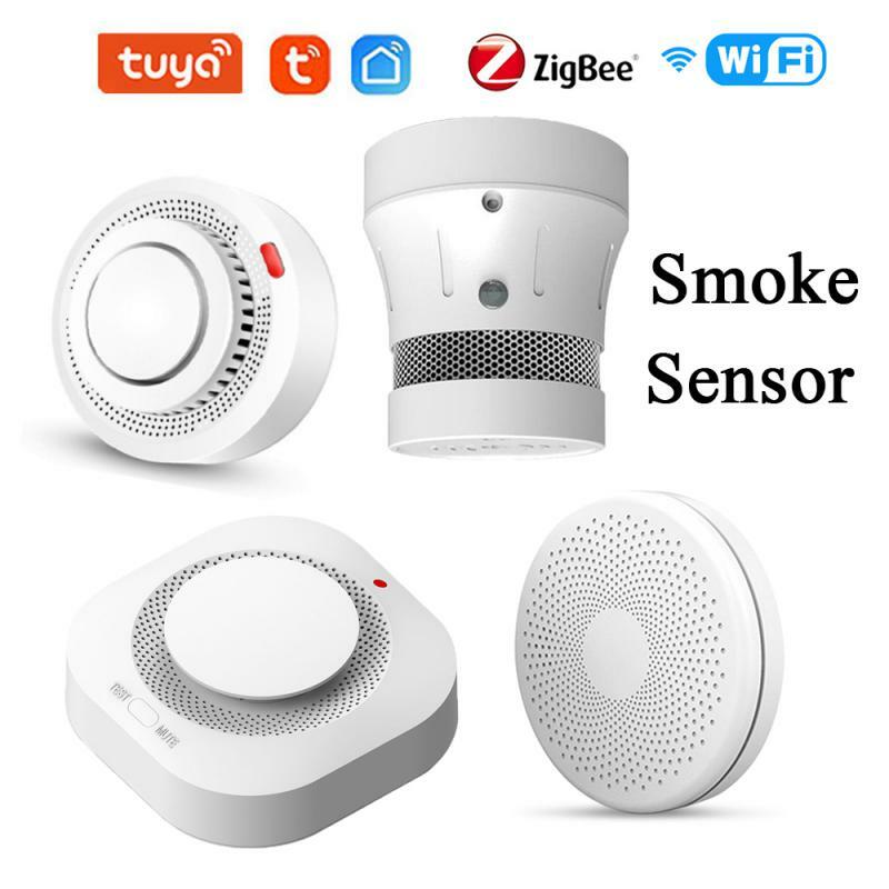 Tuya-Détecteur de fumée Zigbee, capteur d'alarme, sécurité à domicile intelligente, contrôle du système de protection contre les incendies via l'application Smart Life, Wi-Fi