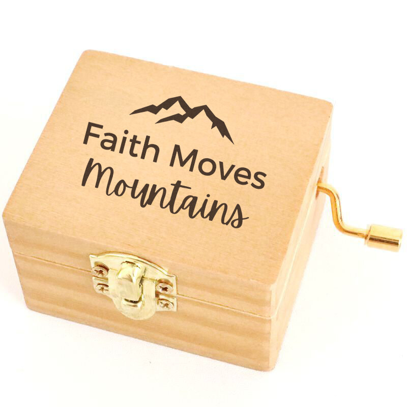 Spersonalizowana pozytywka wiara porusza góry drewniana pozytywka personalizowany prezent dla przyjaciół pozytywka urodzinowa muzyka Home Decor