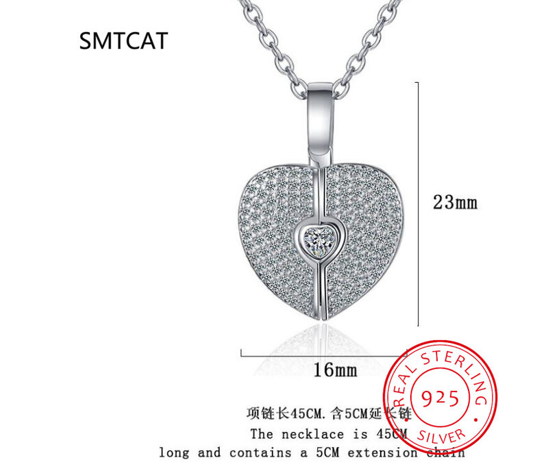 Ciondolo con diamante Moissanite a forma di cuore collana in argento Sterling massiccio 925 regalo di fidanzamento di gioielli all'ingrosso di alta qualità