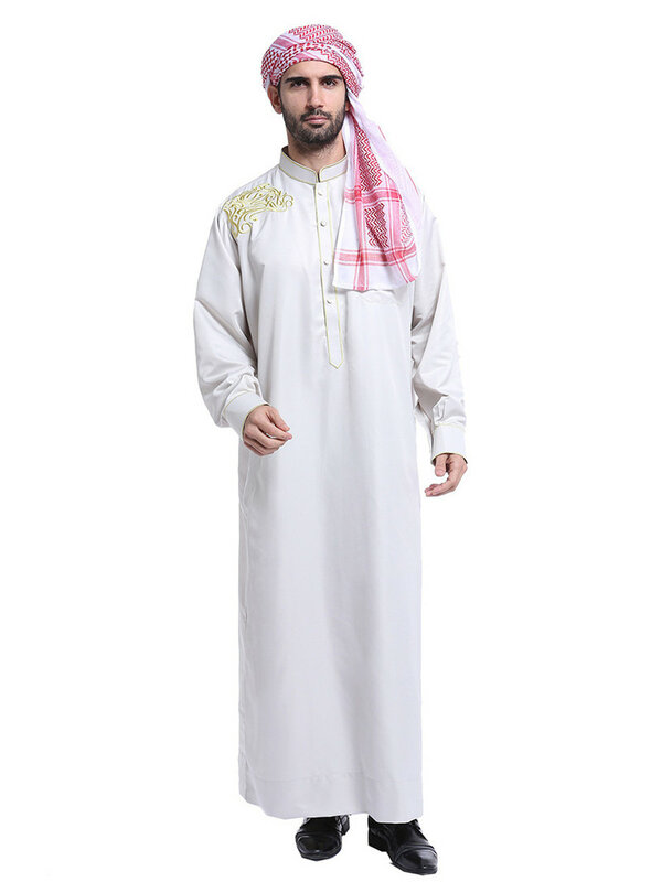 Fashion Muslim jubah pria jubah Arab Timur Tengah Abaya Dubai Kaftan Arab Turki Ramadan Musulmana Jubba Thobe Thobe pakaian Islami
