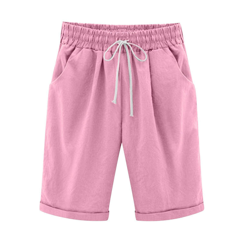 Pantalones cortos de verano para mujer, Bermudas holgadas informales, deportivas, elásticas, de algodón, de pierna recta, transpirables, talla grande 4XL