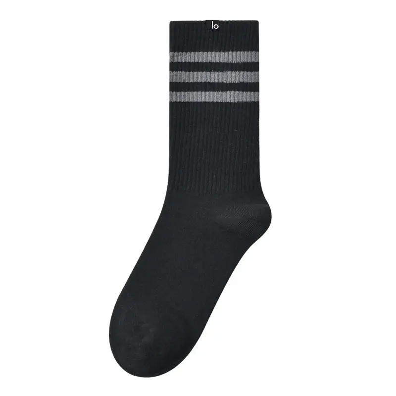 AL mujer Striped Casual Cotton Socks Sports Running Yoga Wicking Sweat Breathable Soft Mid-tube Socks for Women
