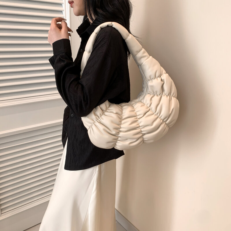 Bolsas de ombro de couro PU para mulheres, bolsa de axilas pequena, moda coreana, bolsas femininas, design dobrável, nova, Y2K, 2024