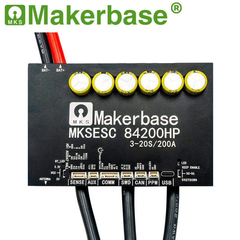 Makerbase VESC 84200HP 84V 200A arus tinggi dengan aluminium PCB berdasarkan VESC untuk e-foil Robot tempur Surfboard Robot AGV