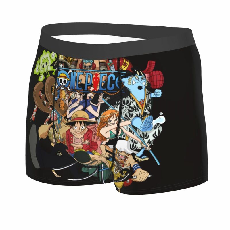 Calzoncillos bóxer de Luffy para hombre, calzoncillos muy transpirables, impresión de alta calidad, póster de la colección Best One Collage, regalos de cumpleaños