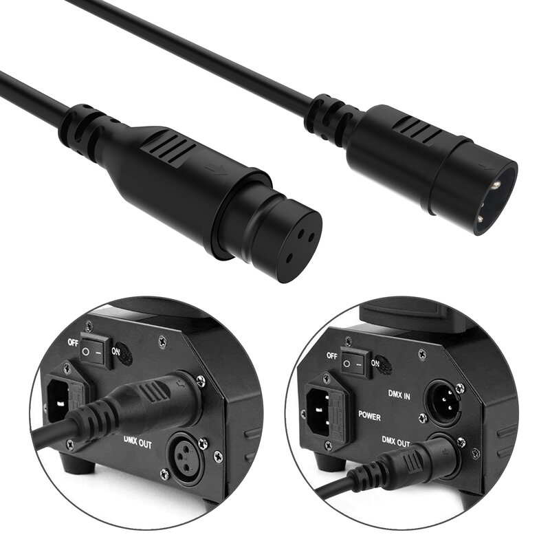 3M DMX Stage Light Signal Cable Wire with 3-pin Signal XLR Male to Female Connection HOLDLAMP for PAR Light, Spotlight