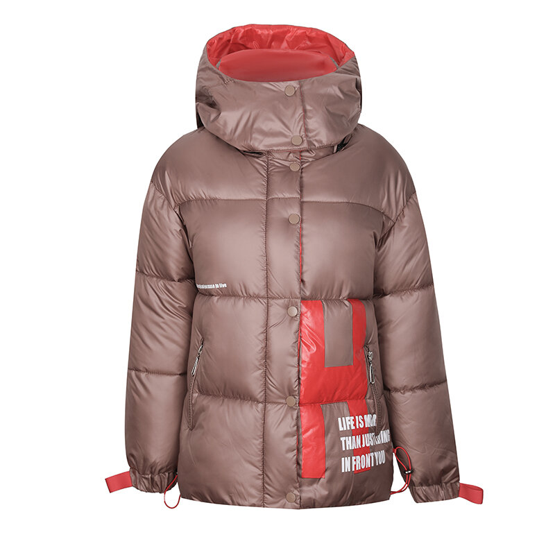 Abrigo grueso con capucha para mujer, Parkas cortas cálidas, abrigos de invierno, chaqueta acolchada, abrigo holgado informal