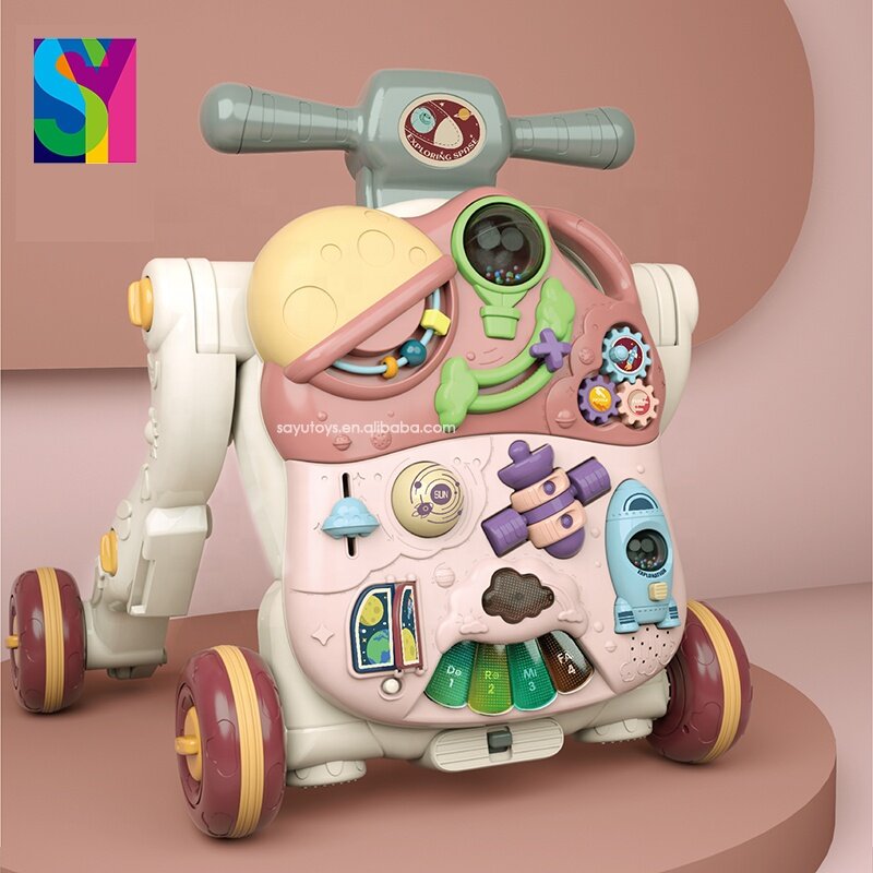 SY TOYS 2021 kereta bayi multifungsi, Set pembelajaran dini elektronik alat aktivitas musik, troli mainan bayi dalam ruangan
