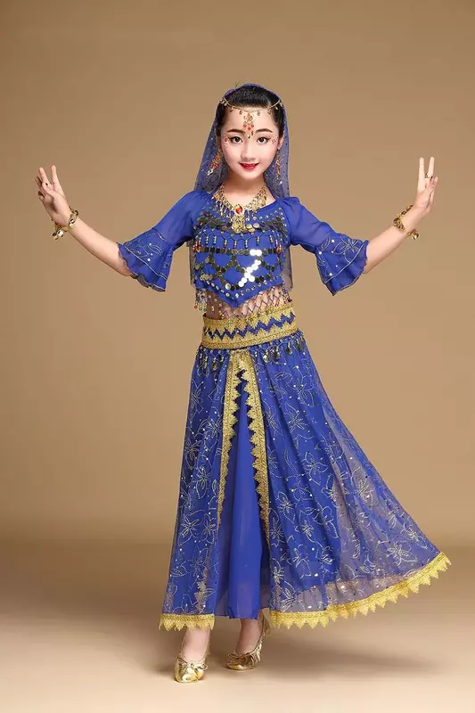 زي الرقص الشرقي للأطفال ، فستان الرقص الهندي ، أزياء رقص الأطفال للفتيات ، ملابس الأداء