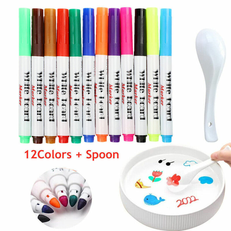 7/8/11/12pcs Magic Water Painting Pen Set Floating Doodle Kids Drawing Gift Early Art Education Pens Magic Whiteboard Marker