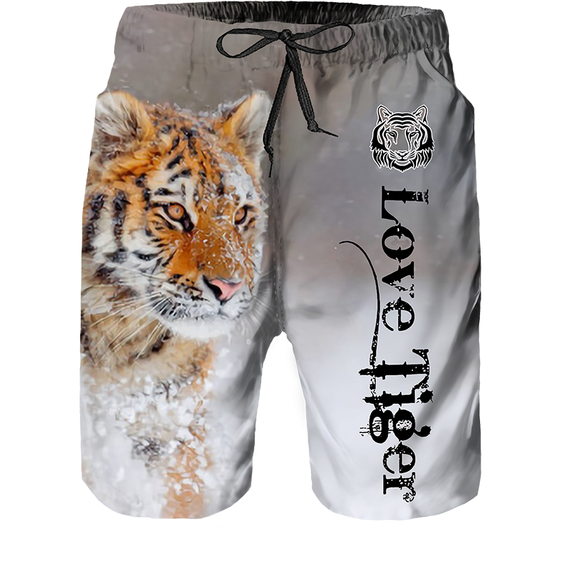 2023 Summer New Men Casual Shorts Cool Animal Print Tiger Print Pants Running Shorts Breathable Men Shorts