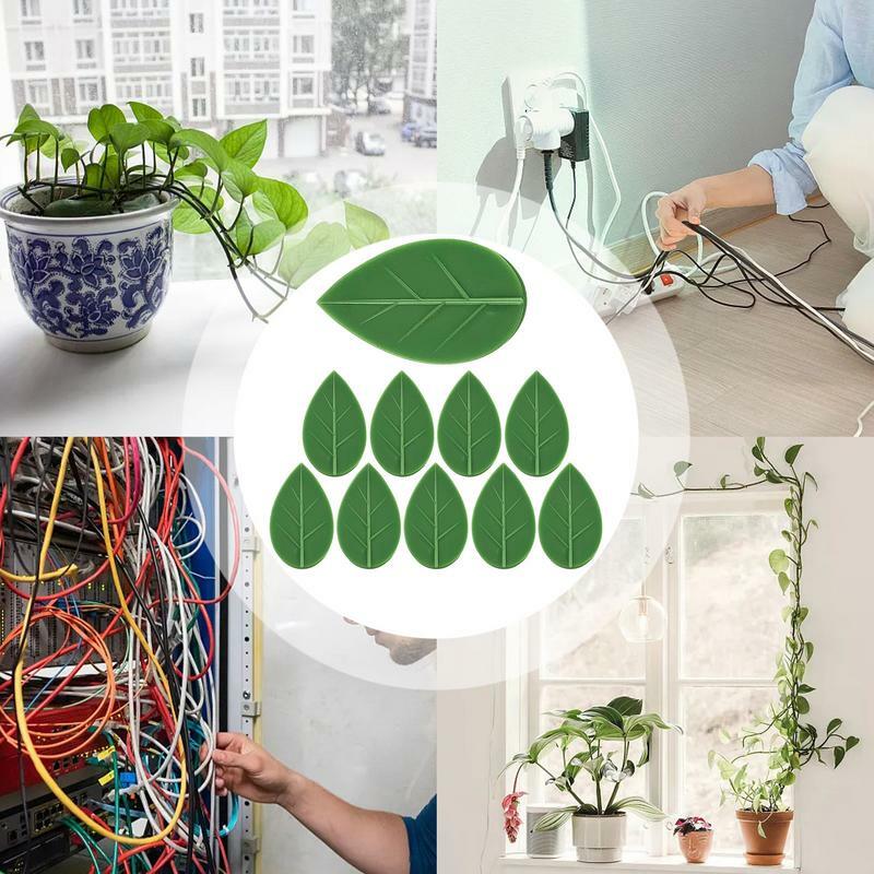 Vines Support Clips 10PCS Invisible Self-Adhesive Wall Vines Clips Green Vines Clip for Gardens Yards Stores Leaf Shape Clip for