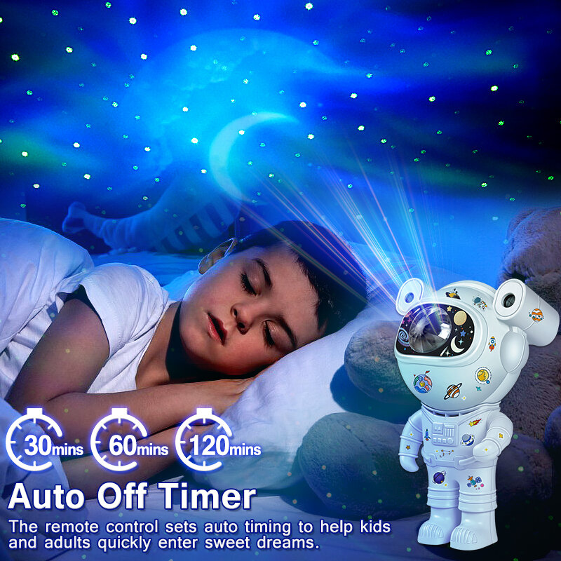 Projetor Astronauta com Controle Remoto para Crianças, Projetor Galáxia Nebula, Luz Noturna Infantil, Iluminação DIY, Design Ajustável, Star, 360