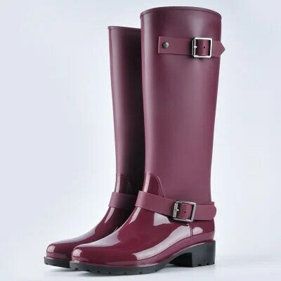 2023 New Fashion Women Shoes Punk Style Heel Riding Boots Zipper Shoes Knight Tall Boots Women Rain Boots Large Size 40 K020