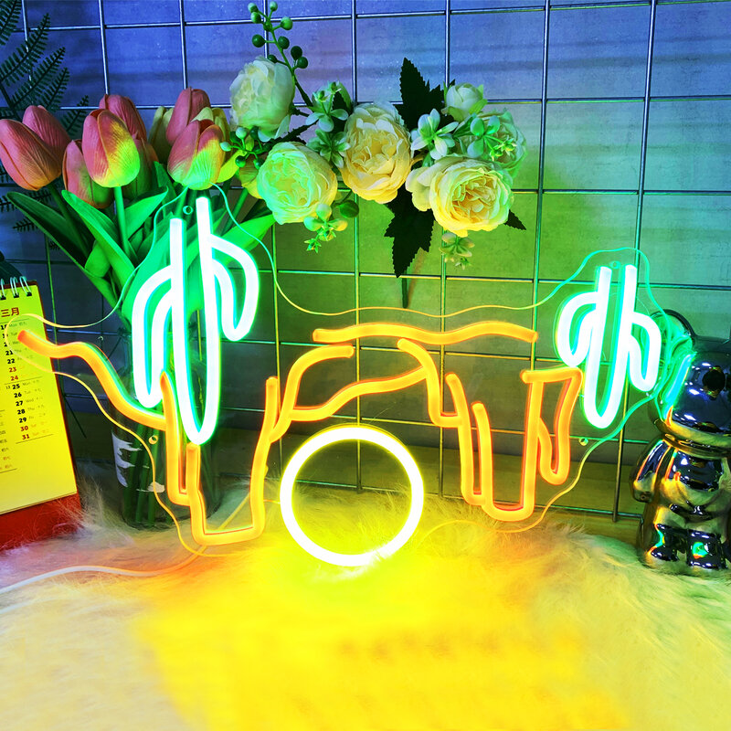 Wielokolorowy neon z kaktusem można dostosować do restauracji, barów, imprez KTV na zamówienie własnego neonu