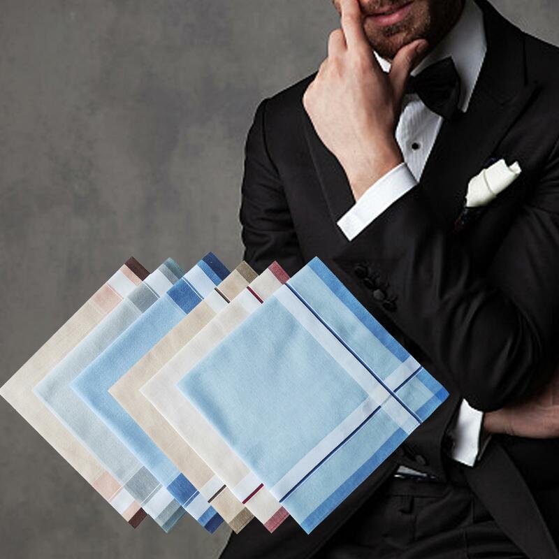 6Pcs Cotton Men's Handkerchiefs Classic Gifts Pocket Square Hankies Kerchief Hanky for Weddings Gentlemen Birthday Formal Casual