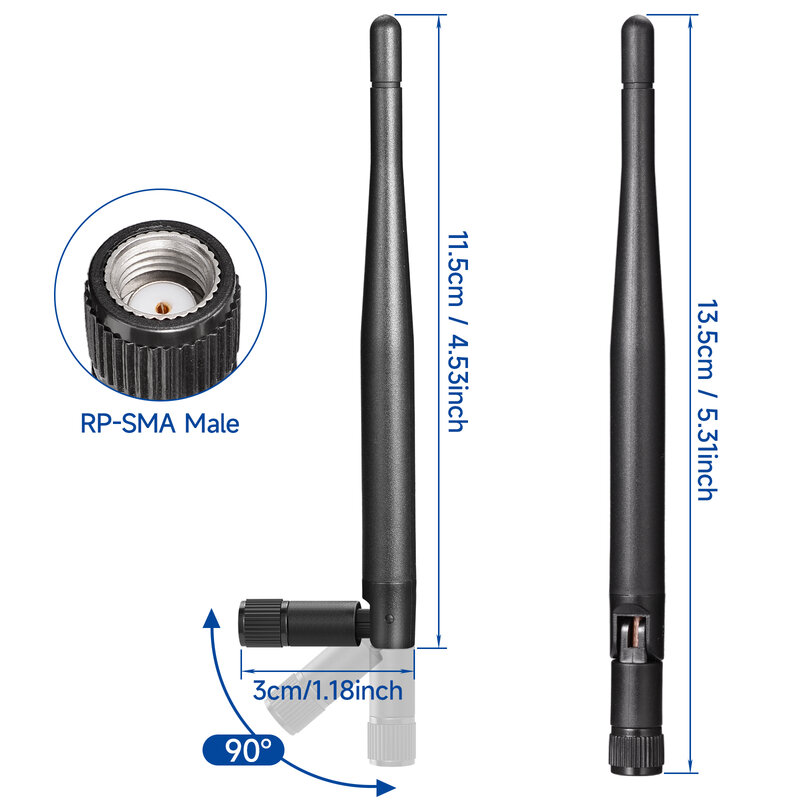 Superbat 2.4GHz/5GHz 3dBi dwuzakresowy RP-SMA antenowy Omni WIFI do bezprzewodowej kamery IP