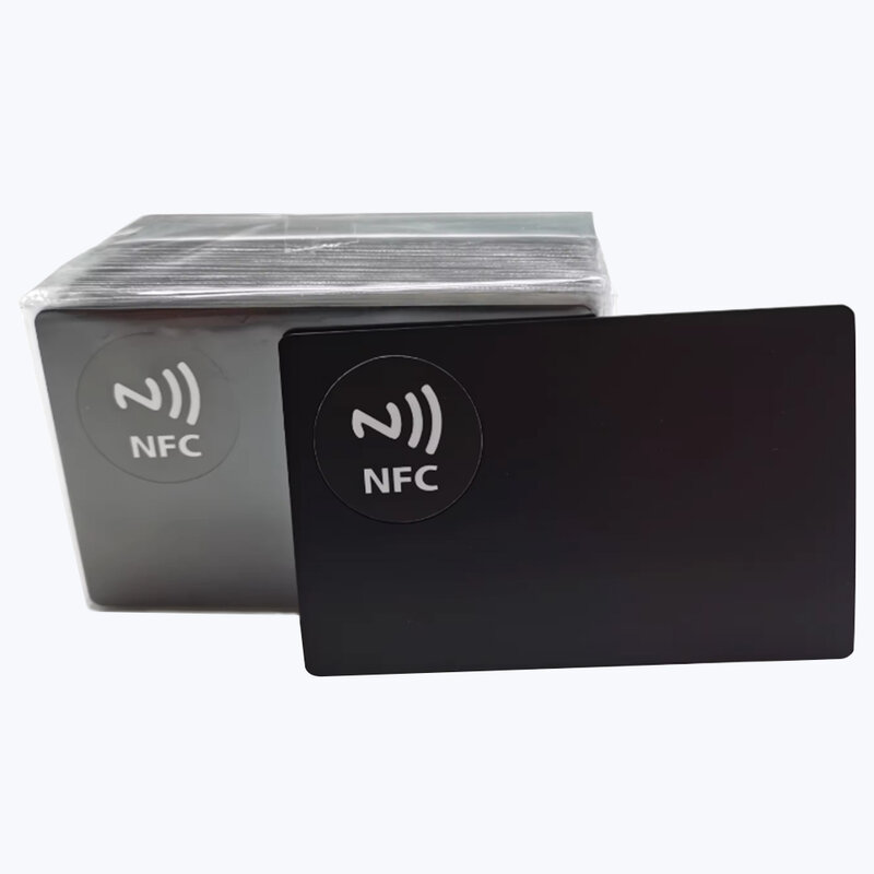 13.56MHZ Metal NFC Matte Preto Social Cartão Digital, RFID Ntag216 Cartão Contactless Inteligente 1PCS