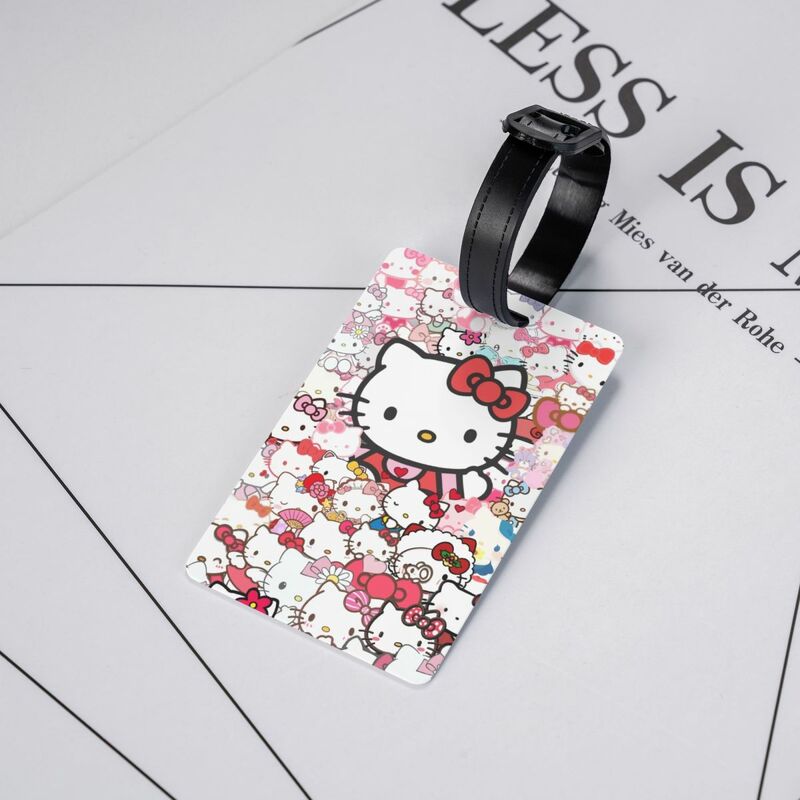 Tag bagasi kustom Hello Kitty Sanrio Tag perlindungan privasi Tag bagasi tas Travel label koper