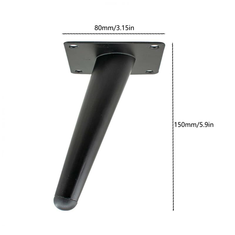1 Piece 6 Inch Black Metal Furniture Legs for Chair Table Sofa with Anti-slip Rubber Mat Simple Cabinet Supporting Feet