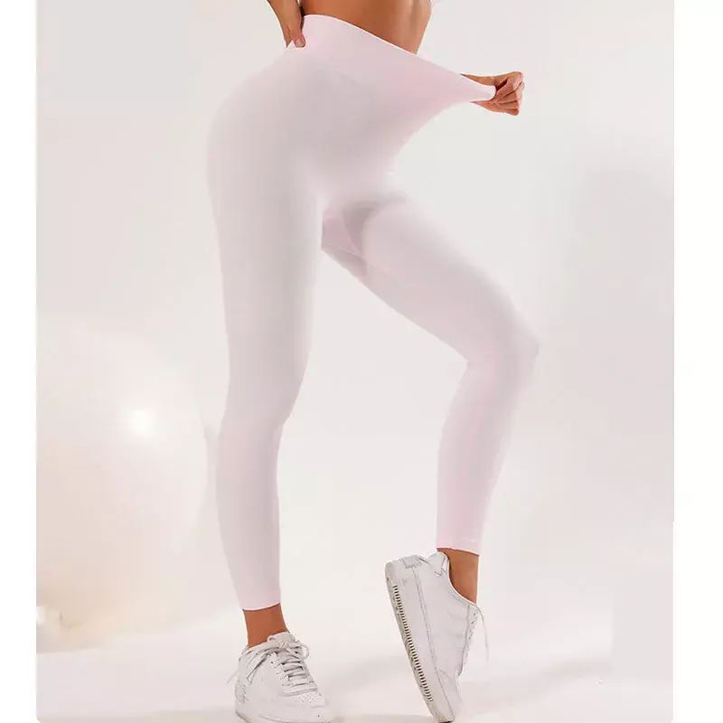 Bezszwowe szybkoschnące spodnie do jogi dla kobiet z wysoką talią i podnoszeniem bioder sportowe spodnie Fitness i Fitness