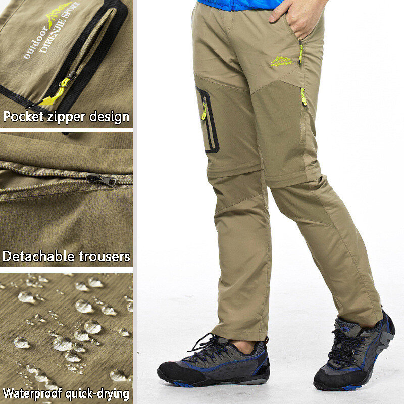 Men Trekking Pants Outdoor Quick Dry Breathable Camping Trousers Removable Shorts Hiking Trekking Hunting Fishing Pant Free Belt