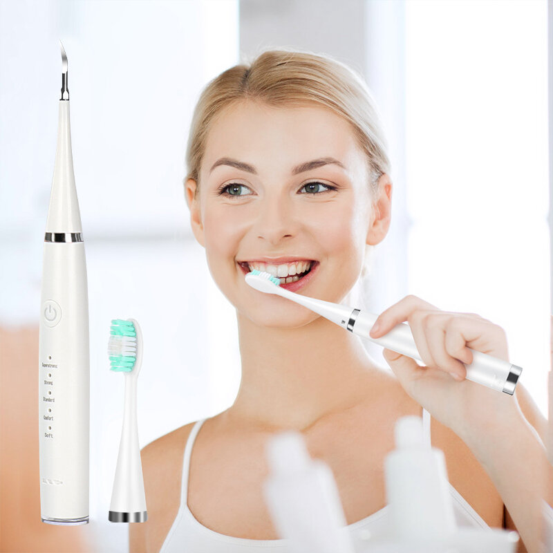 เครื่องกำจัดคราบและคราบฟันด้วยคลื่นอัลตร้าโซนิคไฟฟ้าและหัวเปลี่ยนแปรงสีฟัน
