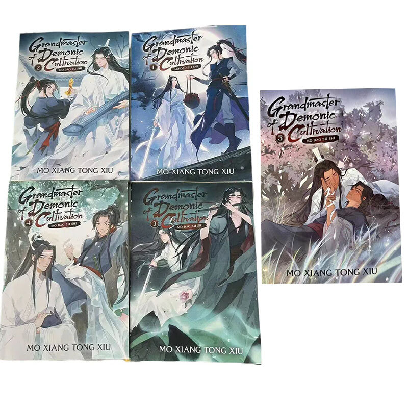 Lot de 5 livres de fiction en anglais, grand maître de la culture démoniaque, roman Mo Dao Zu Shi, vol. 1-5, bande dessinée, roman manga anglais