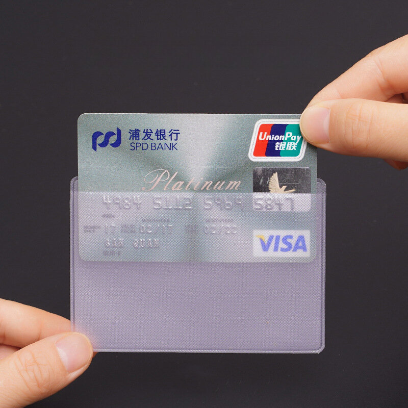 남녀공용 PVC 투명 방수 보호대 카드 커버, 학생 은행 버스 ID 신용카드 홀더 비즈니스 작업 카드 커버, 로트당 10 개
