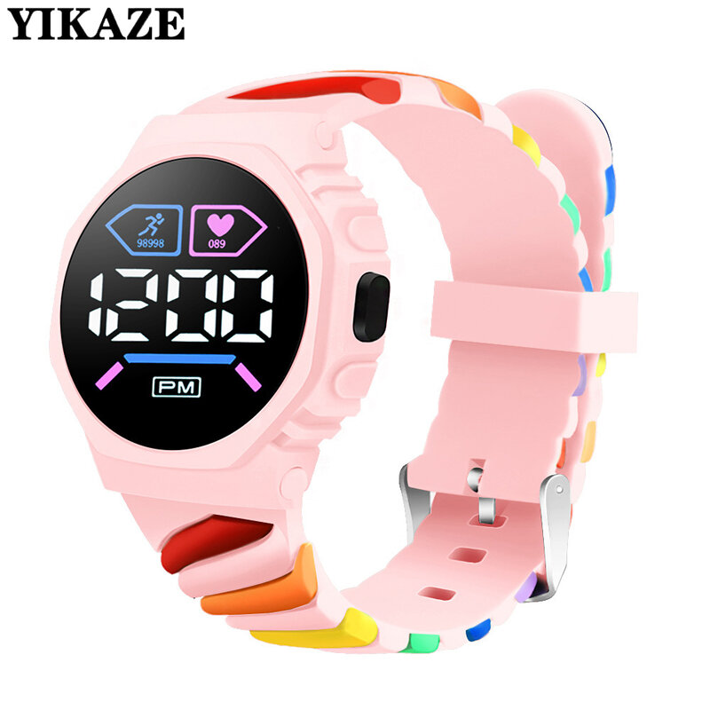 子供用のLEDデジタル時計,さまざまな色の防水シリコン腕時計