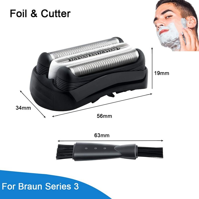 Reemplazo del cabezal de afeitadora 32B para Braun 32B Series 3, 301S, 310S, 320S, 330S, 340S, 360S, 380S, 3000S, 3020S, 3040S, 3080S