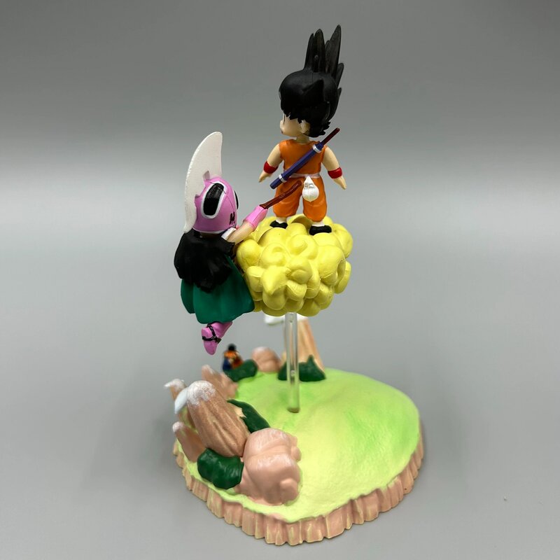 9cm Dragon Ball Figure Son Goku Chichi Somersault Cloud Chibi Statue PVC Anime Action Figurine Cute Ornaments Gift Kid Toy